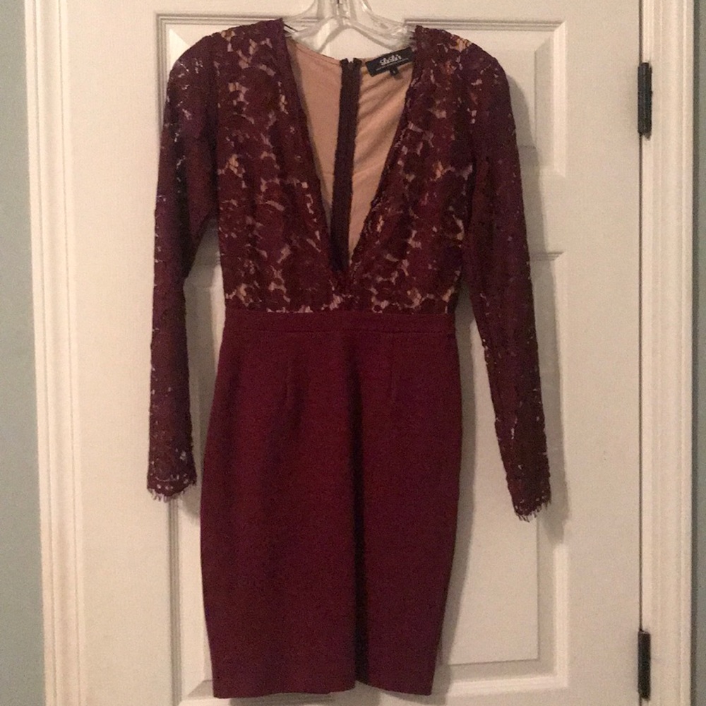 Burgundy long sleeve dress